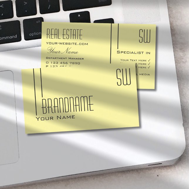 Carte De Visite Pastel clair avec Initiales Professionnel (Créateur téléchargé)