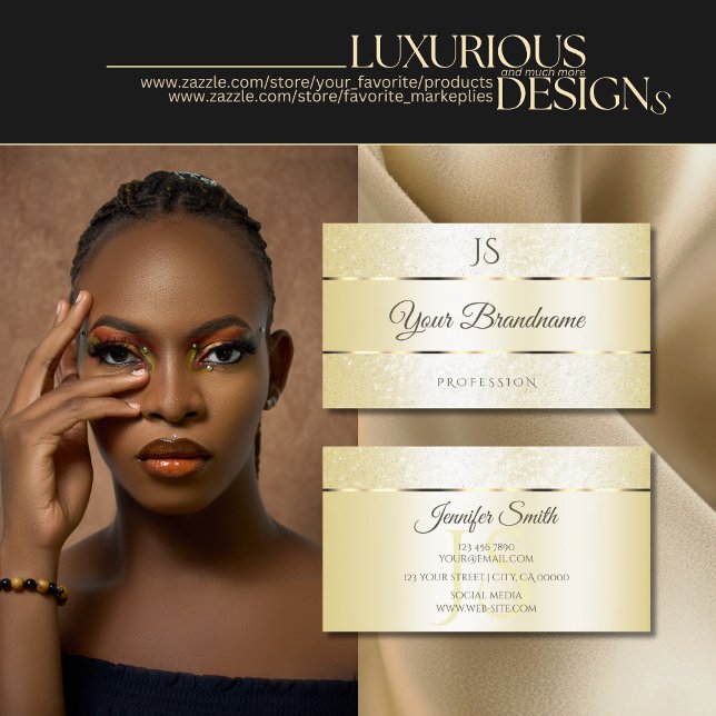 Carte De Visite Pastel Cream Golden Sparkle Parties scintillant et (Créateur téléchargé)