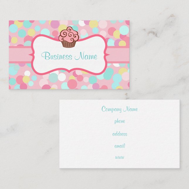 Carte de visite Pastel Cupcake customisé (Devant / Derrière)