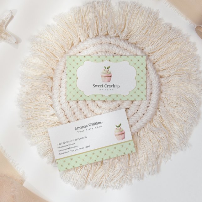 Carte De Visite Pastel Cupcake Sweet Traitements Boulangerie Aquar (Créateur téléchargé)