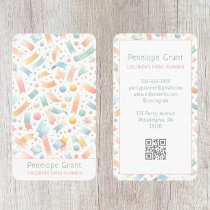 Carte De Visite Pastel Cute Confetti Enfants Fête et Planificateur