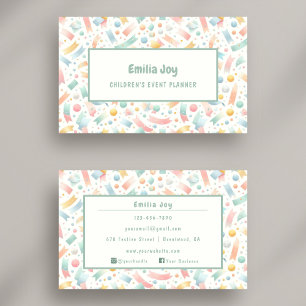 Carte De Visite Pastel Cute Confetti Watercolor Party et événement