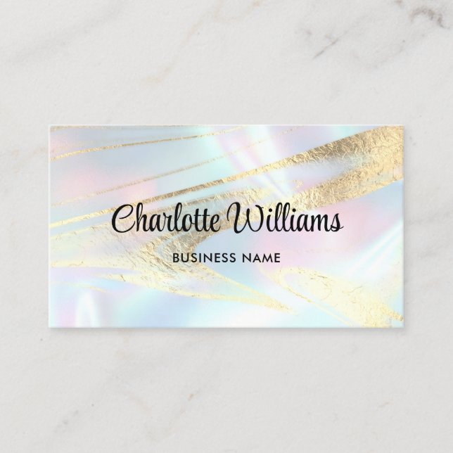Carte De Visite Pastel Faux Holographique Élégant Pastel Opal (Devant)