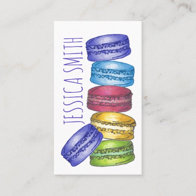 Carte De Visite Pastel French Macaron Cookies Boulangerie Pâtisser (Devant)