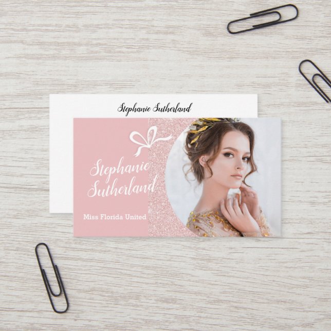 Carte de visite Pastel Glitter Pageant (Devant/Arrière en situation)