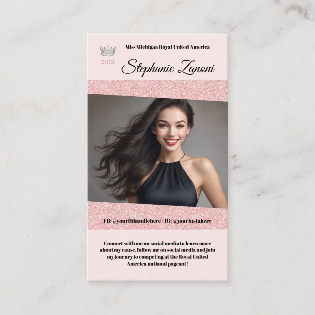 Carte de visite Pastel Glitz Pageant | Code QR (Devant)