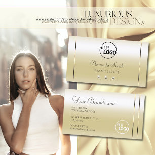 Carte De Visite Pastel Gold Crème effet Sparkle Diamonds et Logo