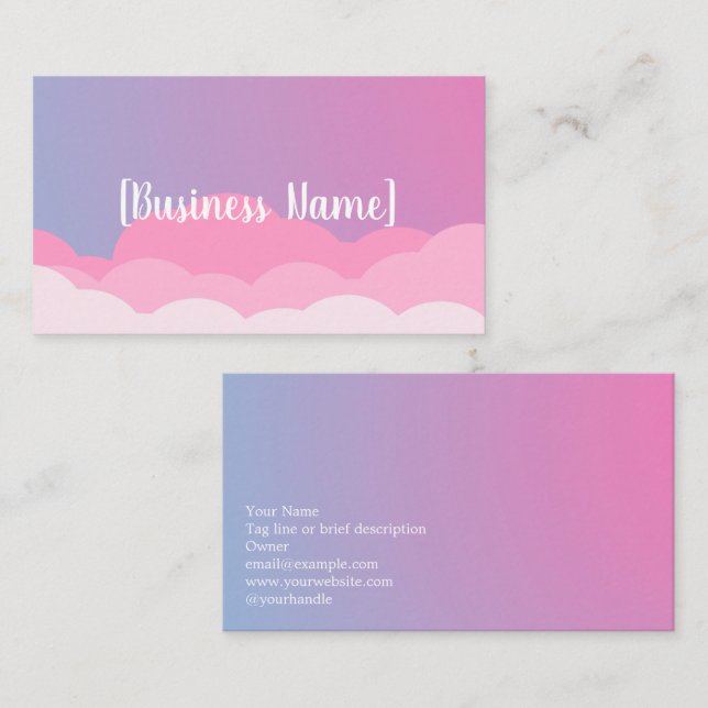 Carte De Visite Pastel Gradient Business Card with Clouds | Custom (Devant / Derrière)