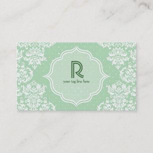 Carte De Visite Pastel Green Polka Dot & Modèle Floral