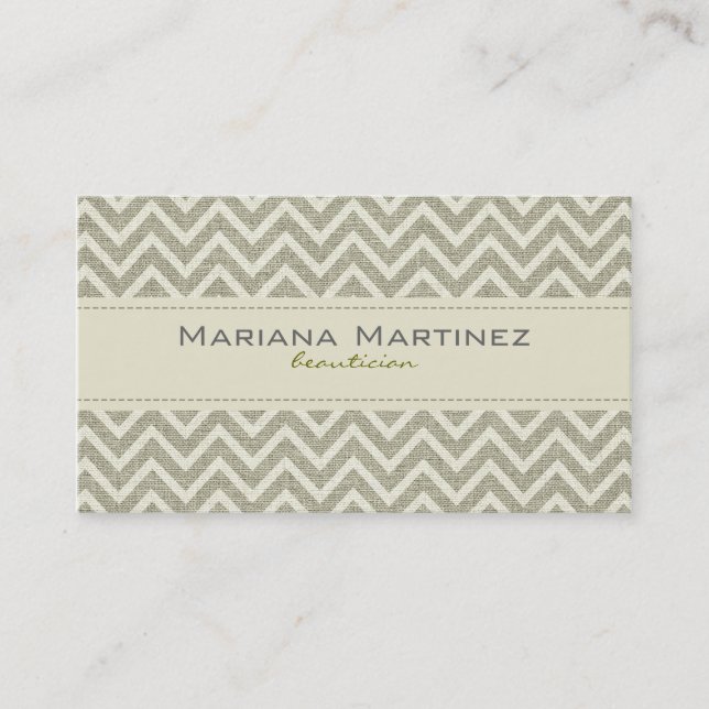 Carte De Visite Pastel Green Retro Chevron Motif Linge Texture (Devant)