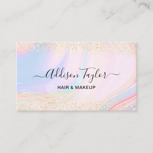 Carte De Visite Pastel Holographic Gold Parties scintillant (Devant)