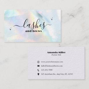Carte De Visite Pastel Holographique Arc-en-ciel Lashes Profession
