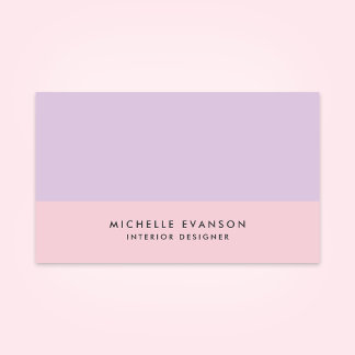 Carte De Visite Pastel Lavender Purple et rose Colorblock Simple