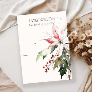 Carte De Visite Pastel Noël Berry Poinsettia Collier d'oreille