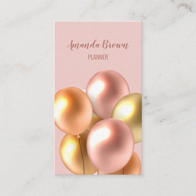 Carte De Visite Pastel Pink and Gold Event Planner Balloon Artiste (Devant)