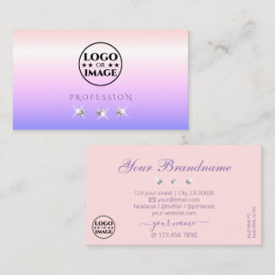 Carte De Visite Pastel Pink Blue Ombre Sparkling Diamonds Ajouter