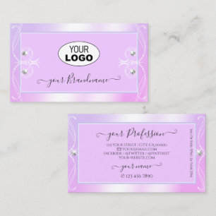 Carte De Visite Pastel Pink Blue Sparkles Diamonds Ajouter logo Or