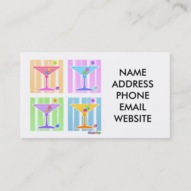 CARTE DE VISITE PASTEL POP ART MARTINIS (Devant)
