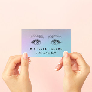 Carte De Visite Pastel Purple Turquoise esquissé Lashes Eyes