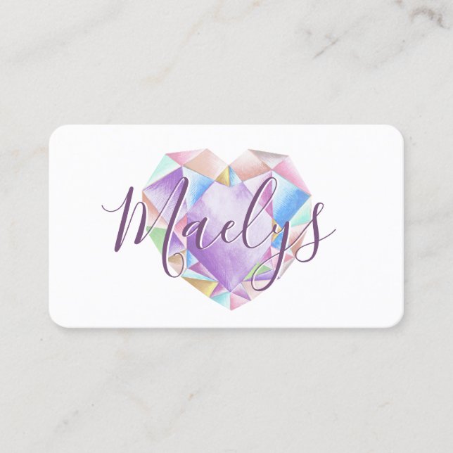 Carte De Visite Pastel Rainbow Diamond Heart Ajouter QR Code Cute  (Devant)