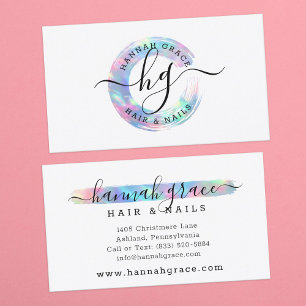 Carte De Visite Pastel Rainbow Paint Swash Logo Custom Hair Nails