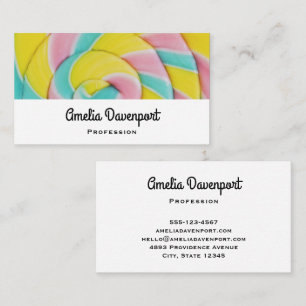 Carte De Visite Pastel Rainbow Spiral Candy Photo