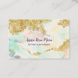 Carte De Visite *~* Pastel Rainbow Watercolor Wash Gold Parties sc