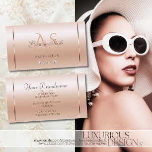 Carte De Visite Pastel Rose Coral Shimmery Bijoux étincelants Init