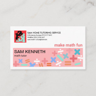 Carte De Visite Pastel Shades Math Symbols Math Tutor