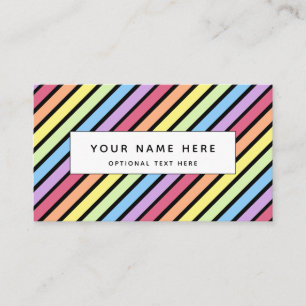 Carte De Visite Pastel Stripe Rainbow Noir Rainbow Motif