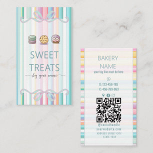 Carte de visite Pastel Stripes Cute Sweet treats
