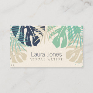 Carte De Visite Pastel Tropical Palms Artiste du Design Visuel