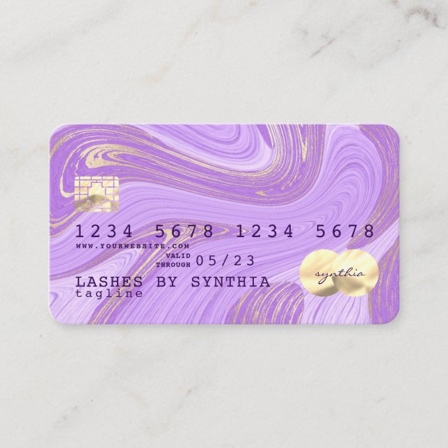 Carte De Visite pastel violet lavande marbre (Devant)