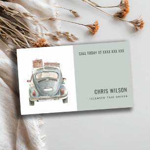 CARTE DE VISITE PASTEL WATERCOLOR TAXI HIRING CAB DRIVER SERVICE