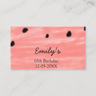 Carte De Visite Pastèque rouge noir anniversaire ajouter nom date