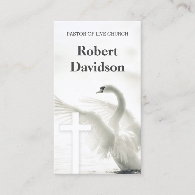 Carte De Visite Pasteur De L'Eglise Croix Blanche Et Oiseau De Cyg (Devant)
