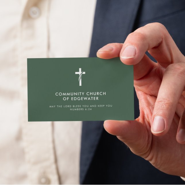 Carte De Visite Pasteur de l'Eglise Moderne Croix minimale foi Ver (Créateur téléchargé)