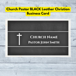 Carte De Visite Pasteur de l'église NOIR Cuir chrétien