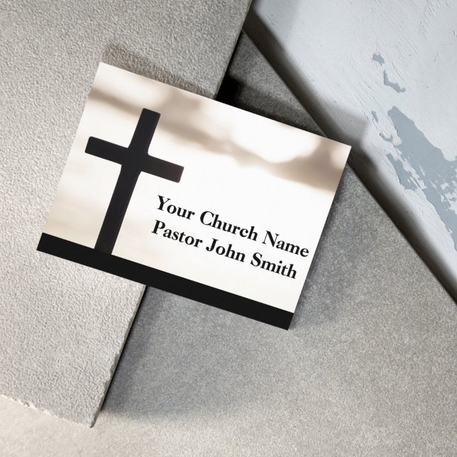 Carte De Visite Pasteur de l'église Sunrise White Black Cross (Sunrise White Black Cross Church Pastor Business Card)