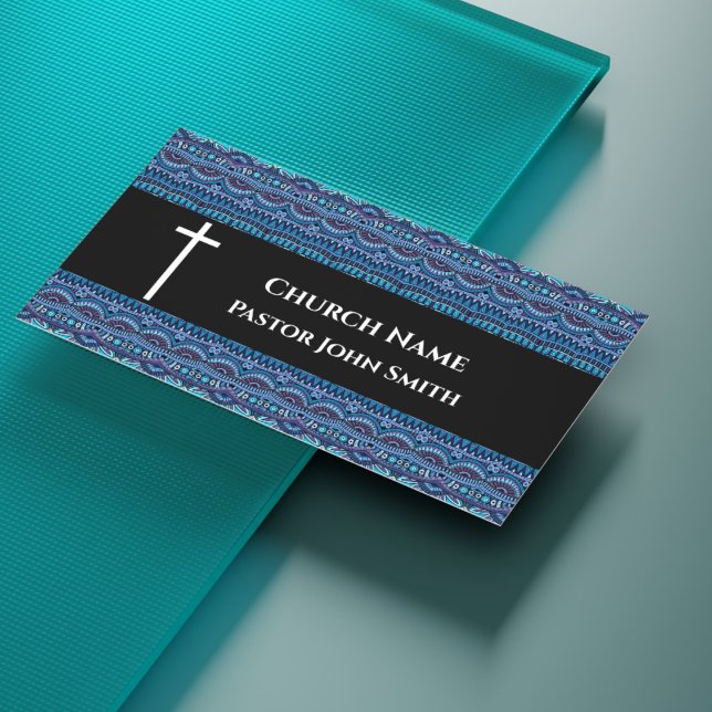 Carte De Visite Pasteur d'église Bleu Abstrait Chrétien (Church Pastor Blue Abstract Christian Business Card
)