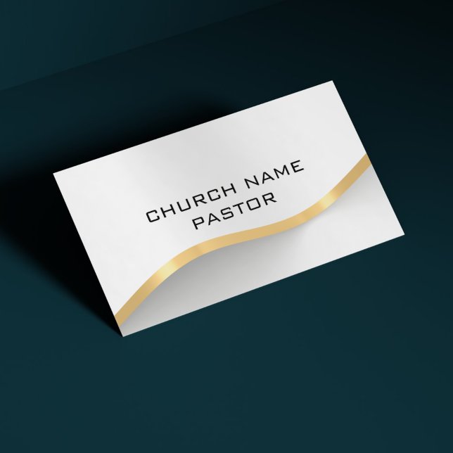 Carte De Visite Pasteur d'église Moderne Argent Or Chrétien (The foil details are simulated in the artwork. No actual foil will be used in making this product.)