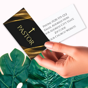 Carte De Visite Pastor de l'église Gold et Marbre noir Christian