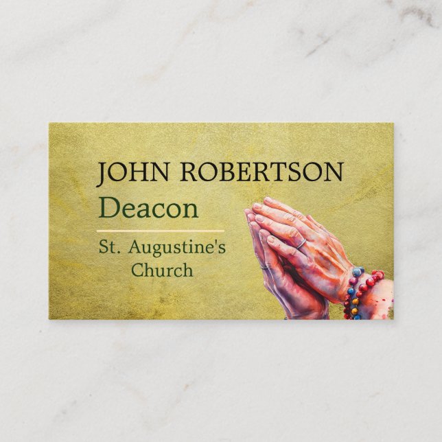 Carte De Visite Pastor Deacon Praying Hands Church Religious (Devant)