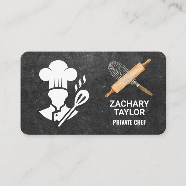 Carte De Visite Pastry Chef | Whisk Rolling Pin | Baker (Devant)