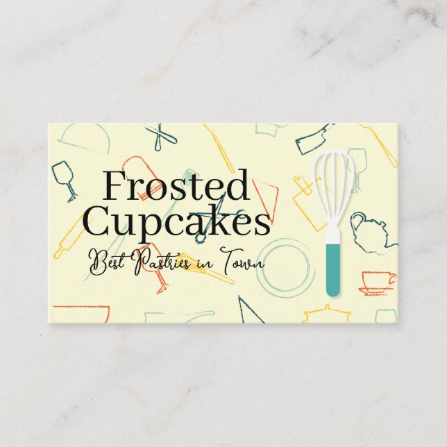 Carte De Visite Pastry Whisk | Cooking Tools Background (Devant)