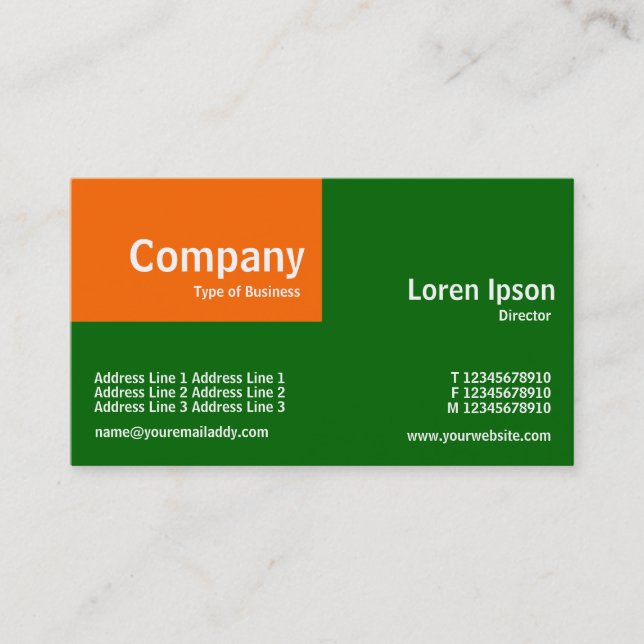 Carte De Visite Patch trimestriel - Orange et vert herbe (006600) (Devant)