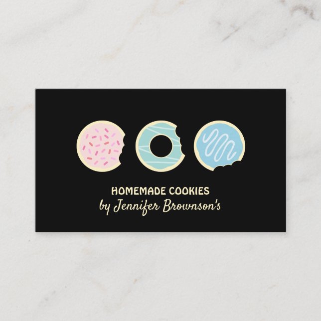 Carte De Visite Pâte à biscuits noirs Donuts Douceurs (Devant)
