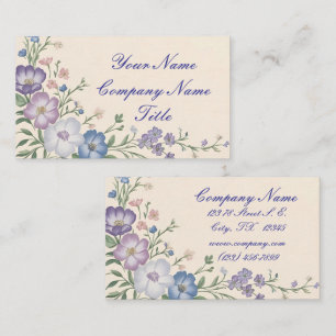 Carte De Visite Pâte violet, blanc & bleu Botanique Flore Imprimer
