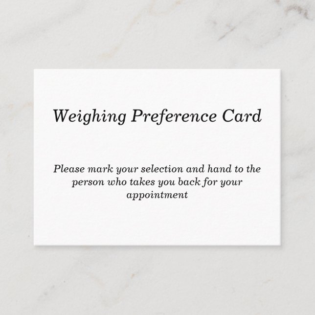 Carte De Visite Patient Weighing Options Card for Medical Offices (Devant)