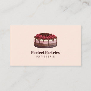 Carte De Visite Pâtisserie aux framboises à l'aquarelle élégan